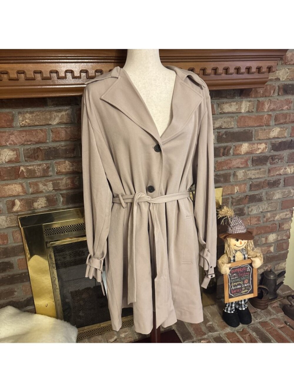 Simply Vera Beige Tie Front Jacket Coat Lined Size 2 XL NWT Mid Weight